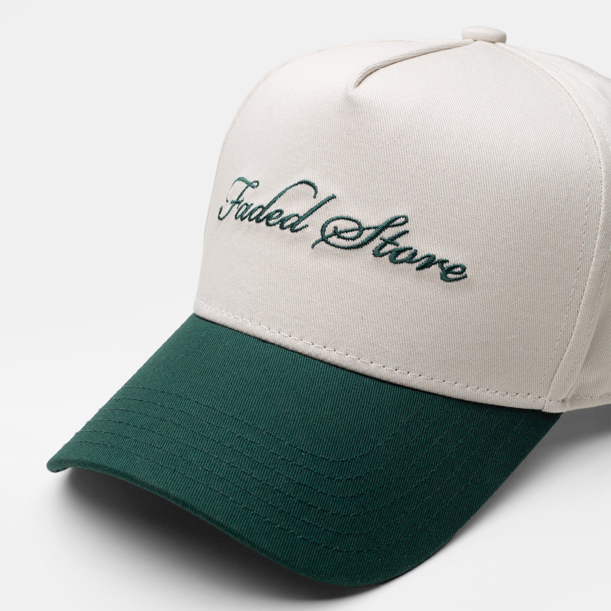 Script Cap | Off White/Forest Green - Image 4