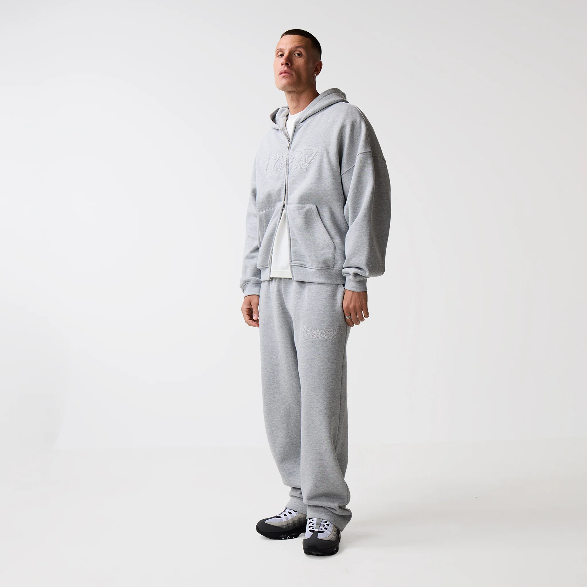 Shadow Full Zip Hoodie | Grey Marl - Image 6