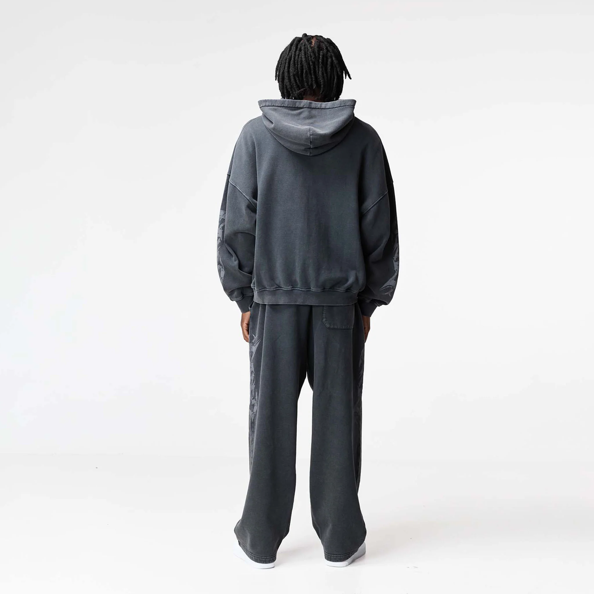 Shadow Full Zip Hoodie | Washed Black - Image 11