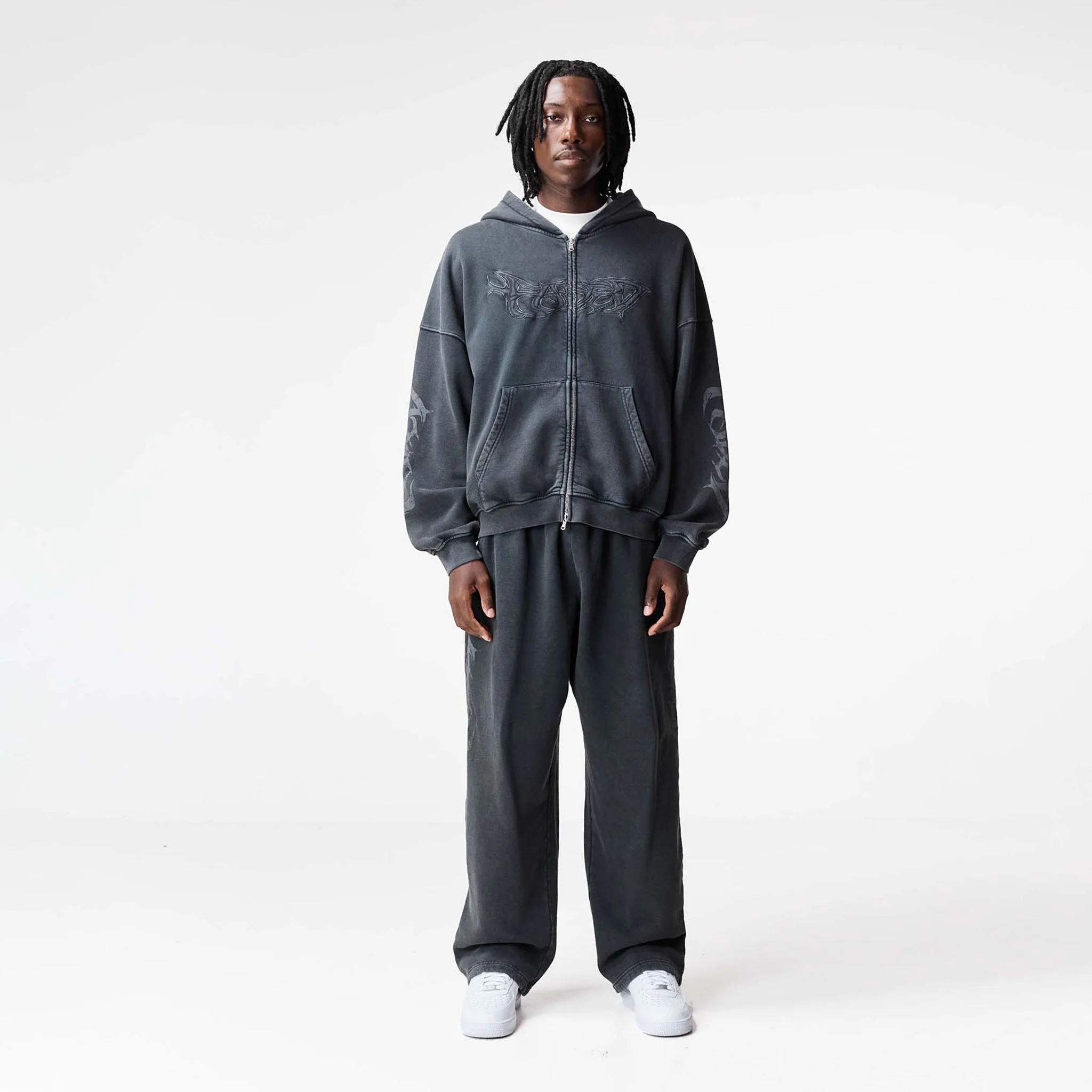 Shadow Full Zip Hoodie | Washed Black - Image 3