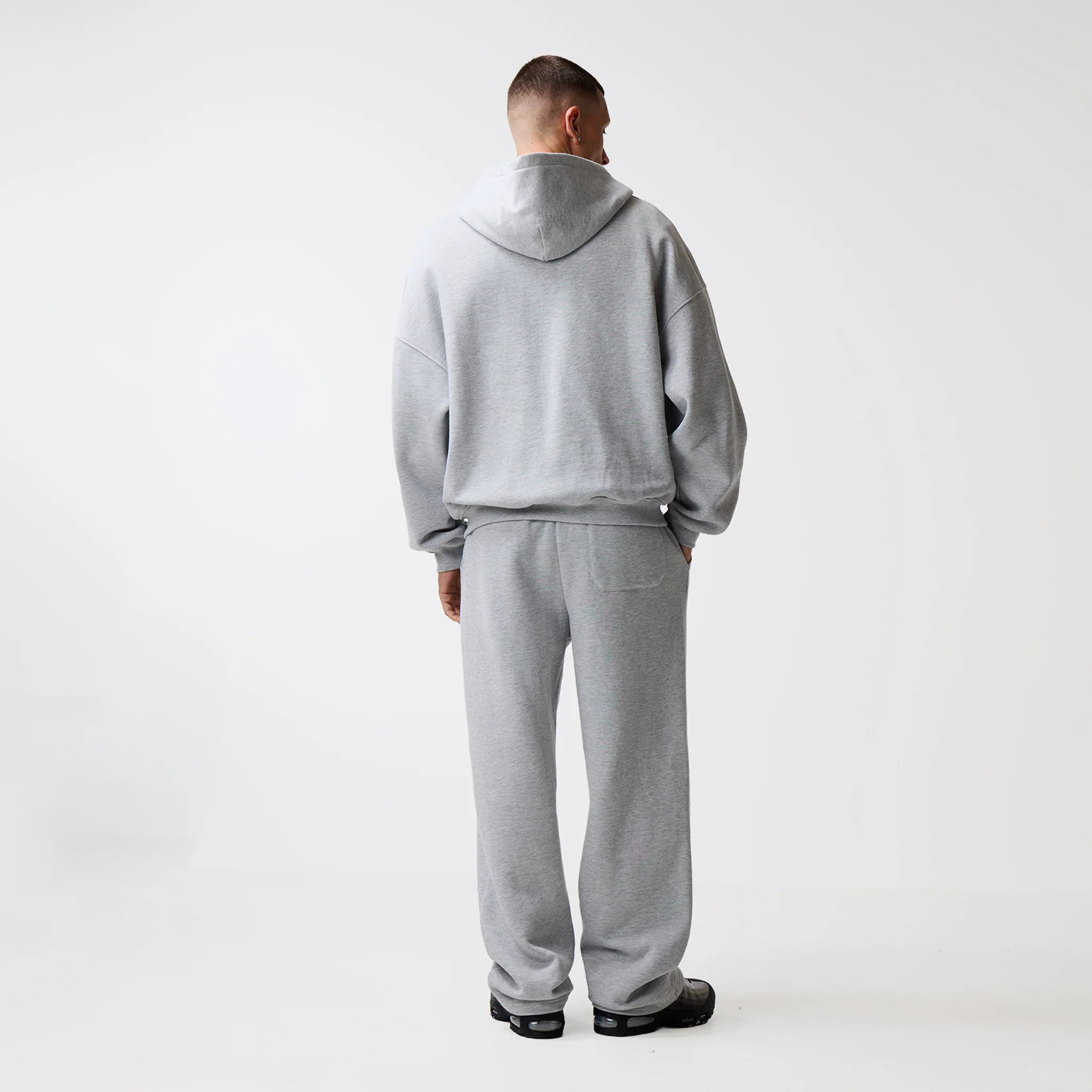 Shadow Full Zip Open Hem Tracksuit | Grey Marl - Image 11
