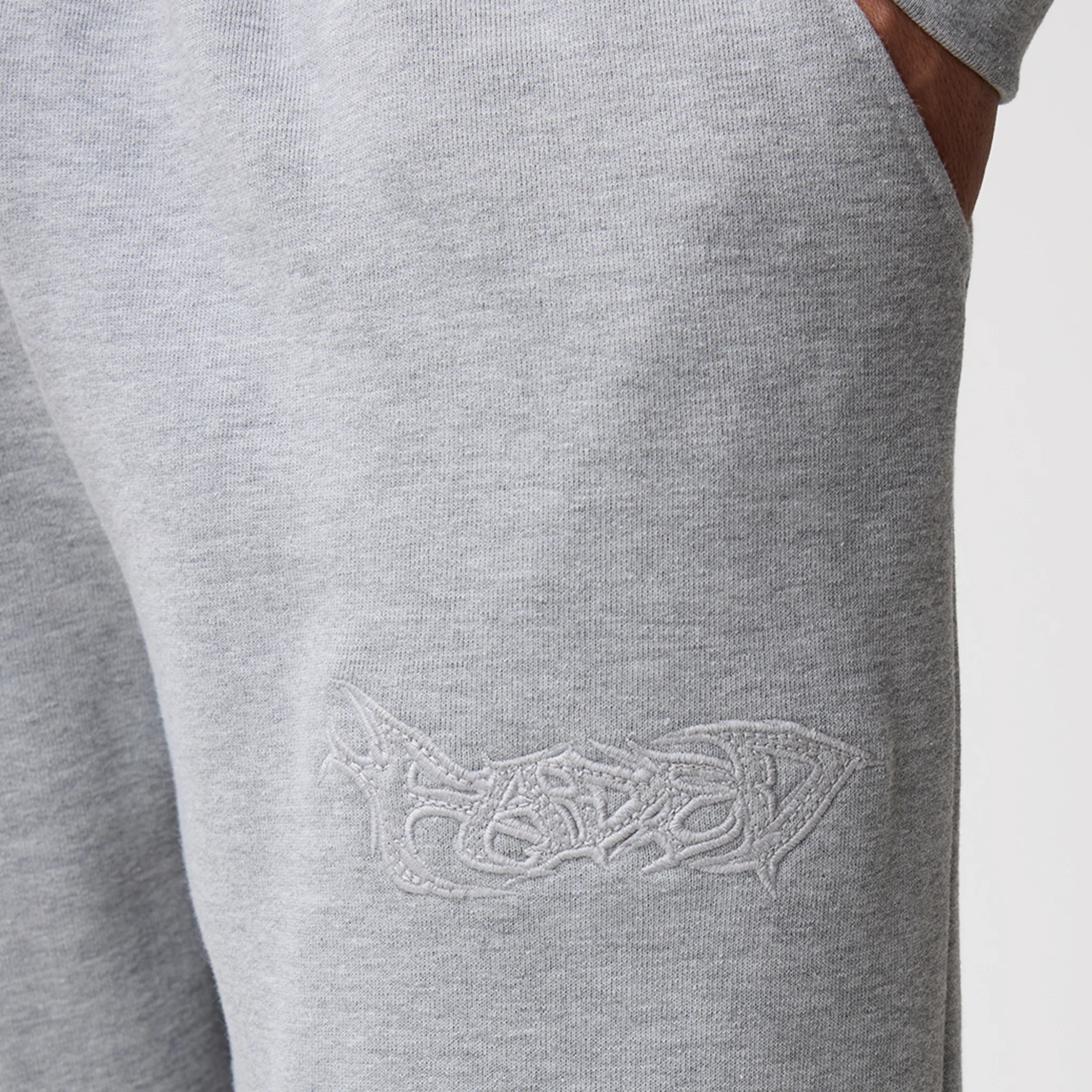Shadow Full Zip Open Hem Tracksuit | Grey Marl - Image 5