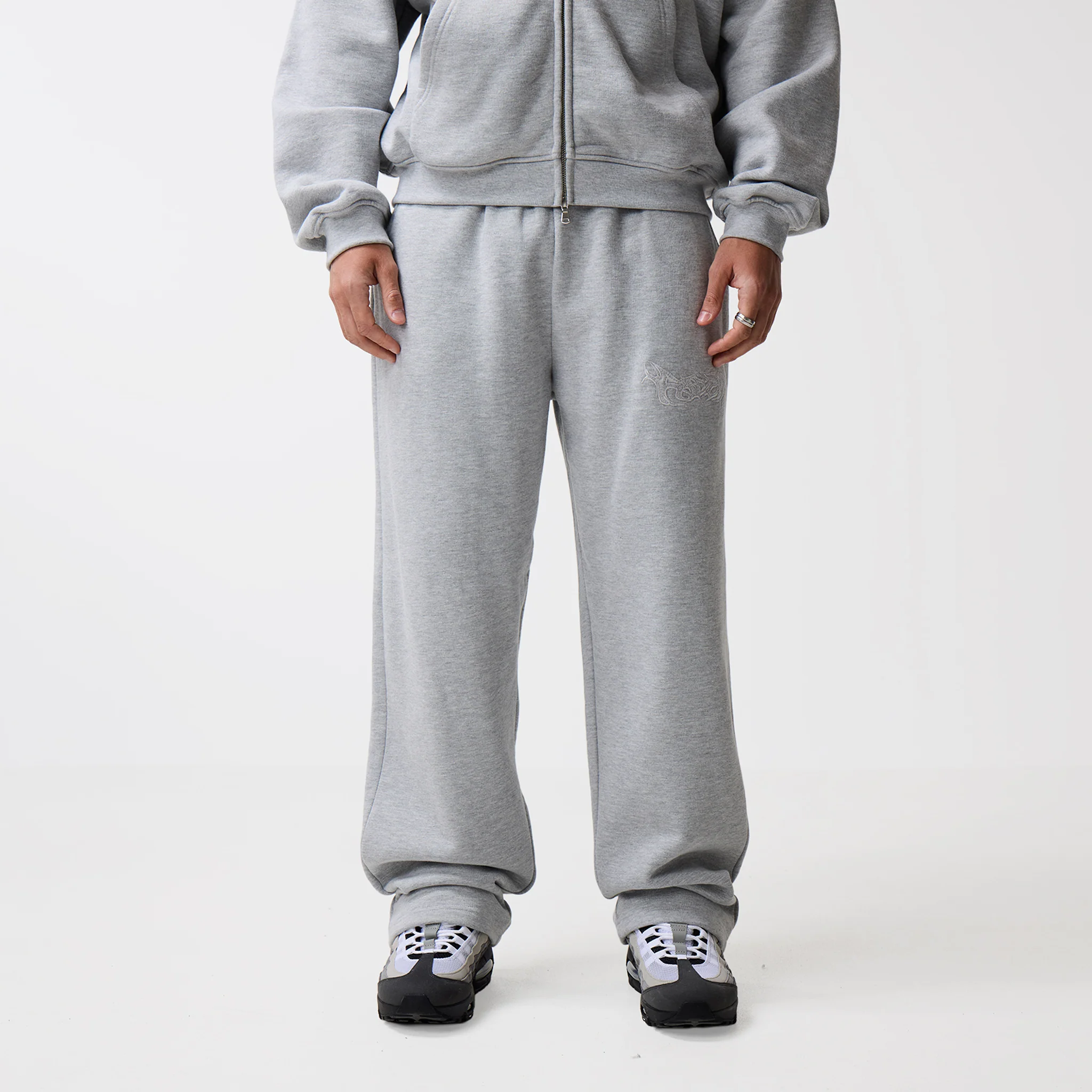 Shadow Full Zip Open Hem Tracksuit | Grey Marl - Image 7