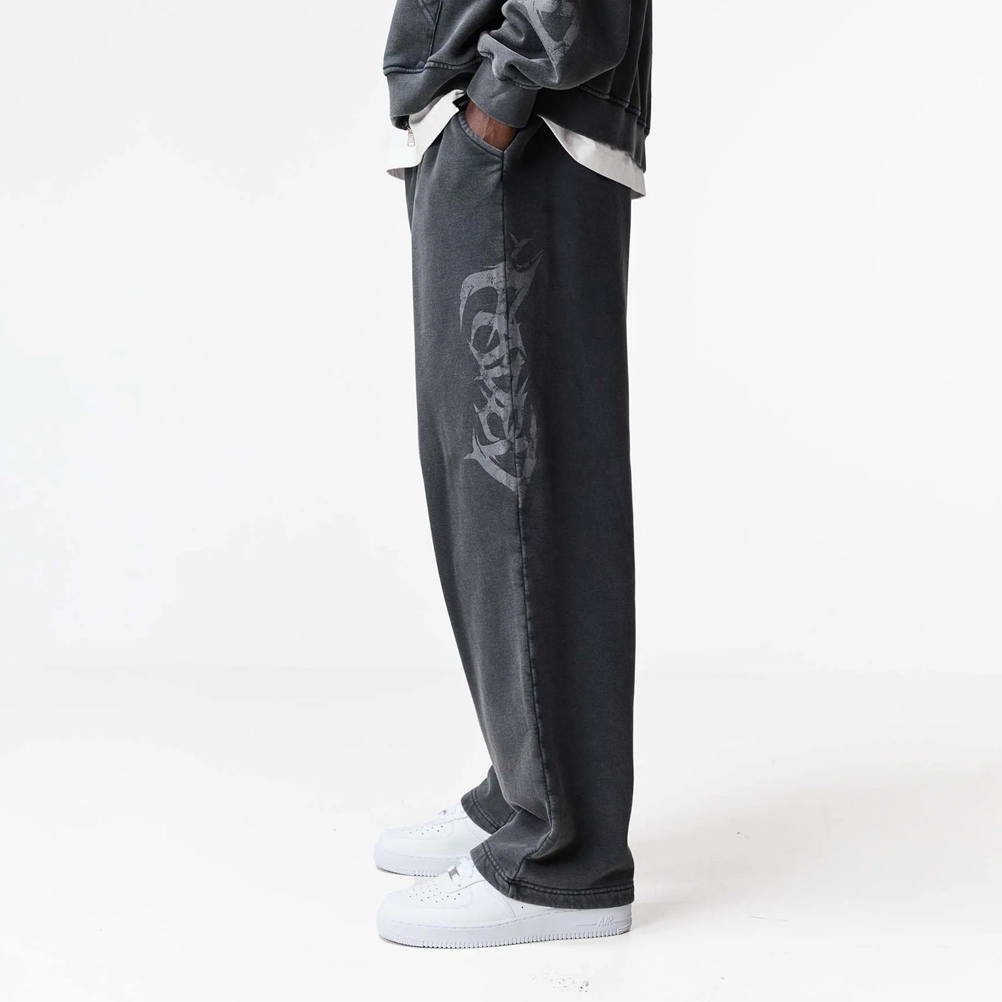 Shadow Full Zip Open Hem Tracksuit | Washed Black - Image 11