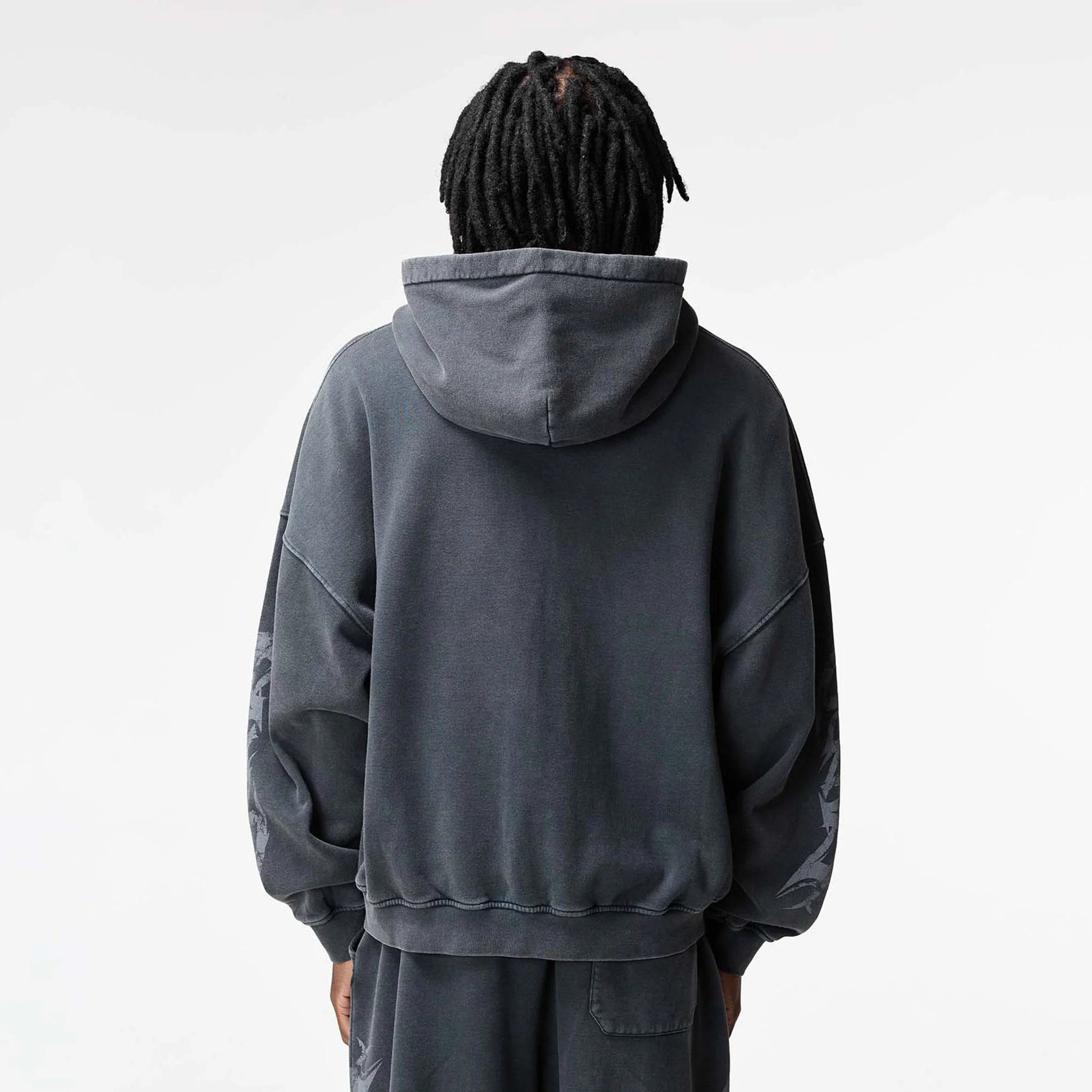 Shadow Full Zip Open Hem Tracksuit | Washed Black - Image 9