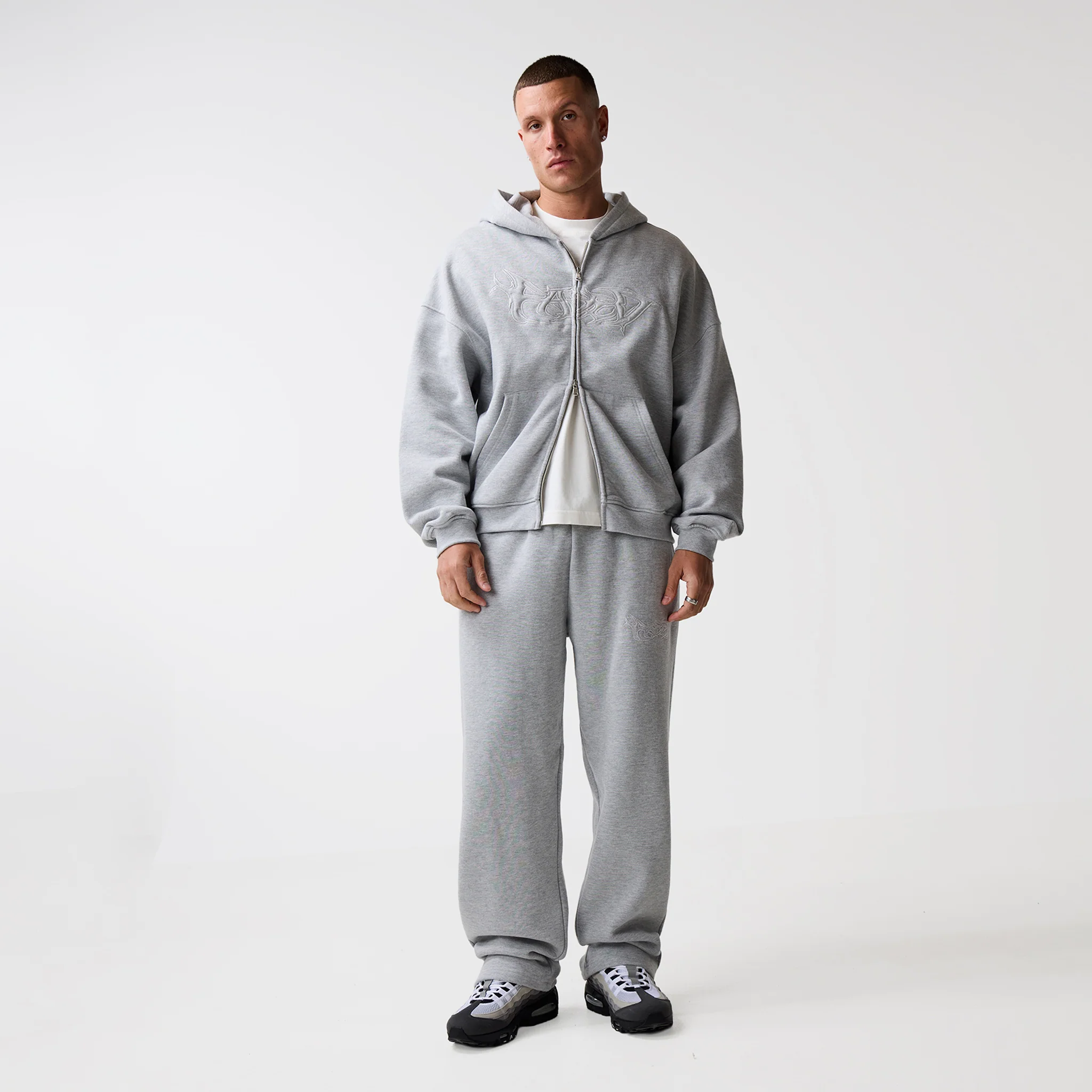 Shadow Loose Fit Open Hem Jogger | Grey Marl - Image 3