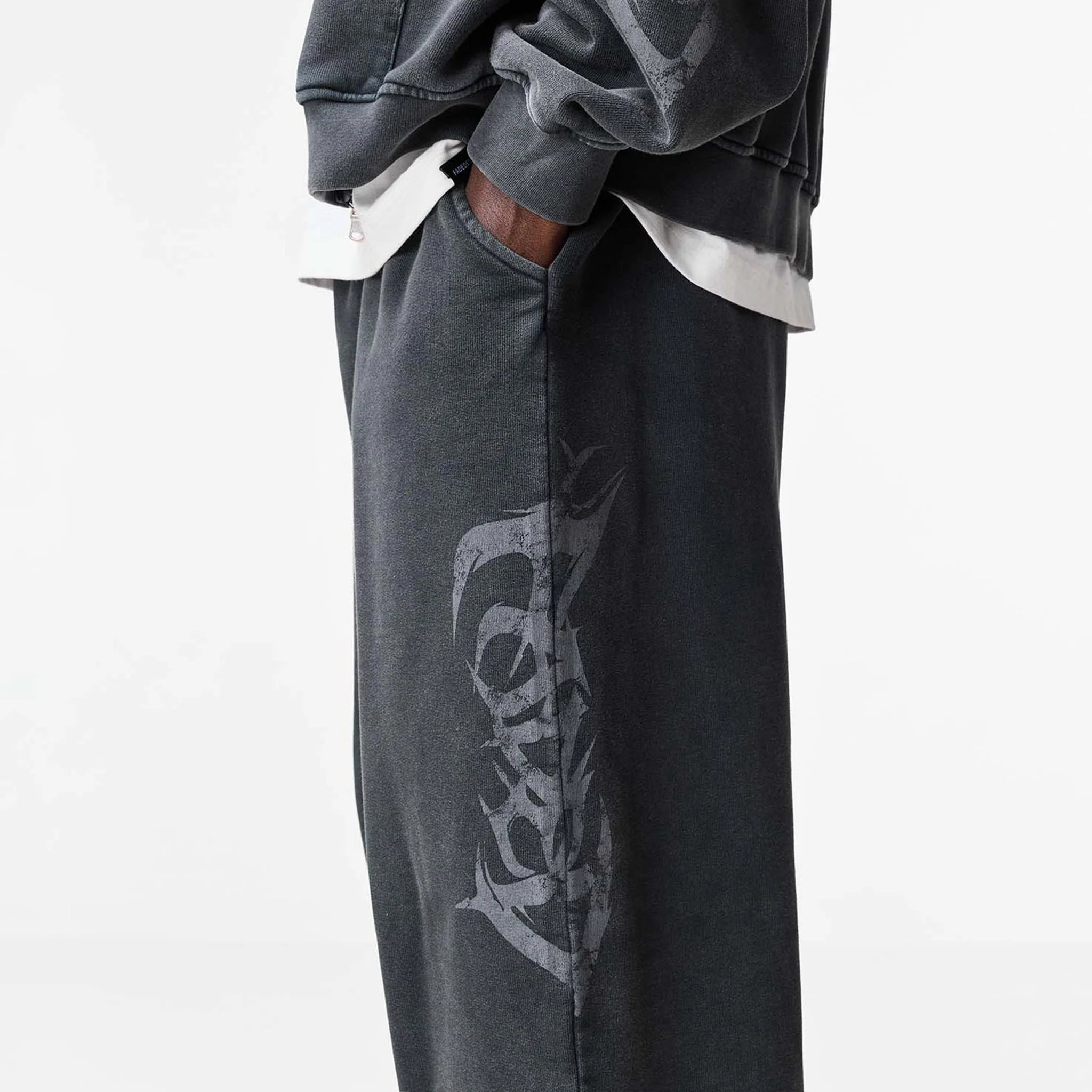 Shadow Loose Fit Open Hem Jogger | Washed Black - Image 5