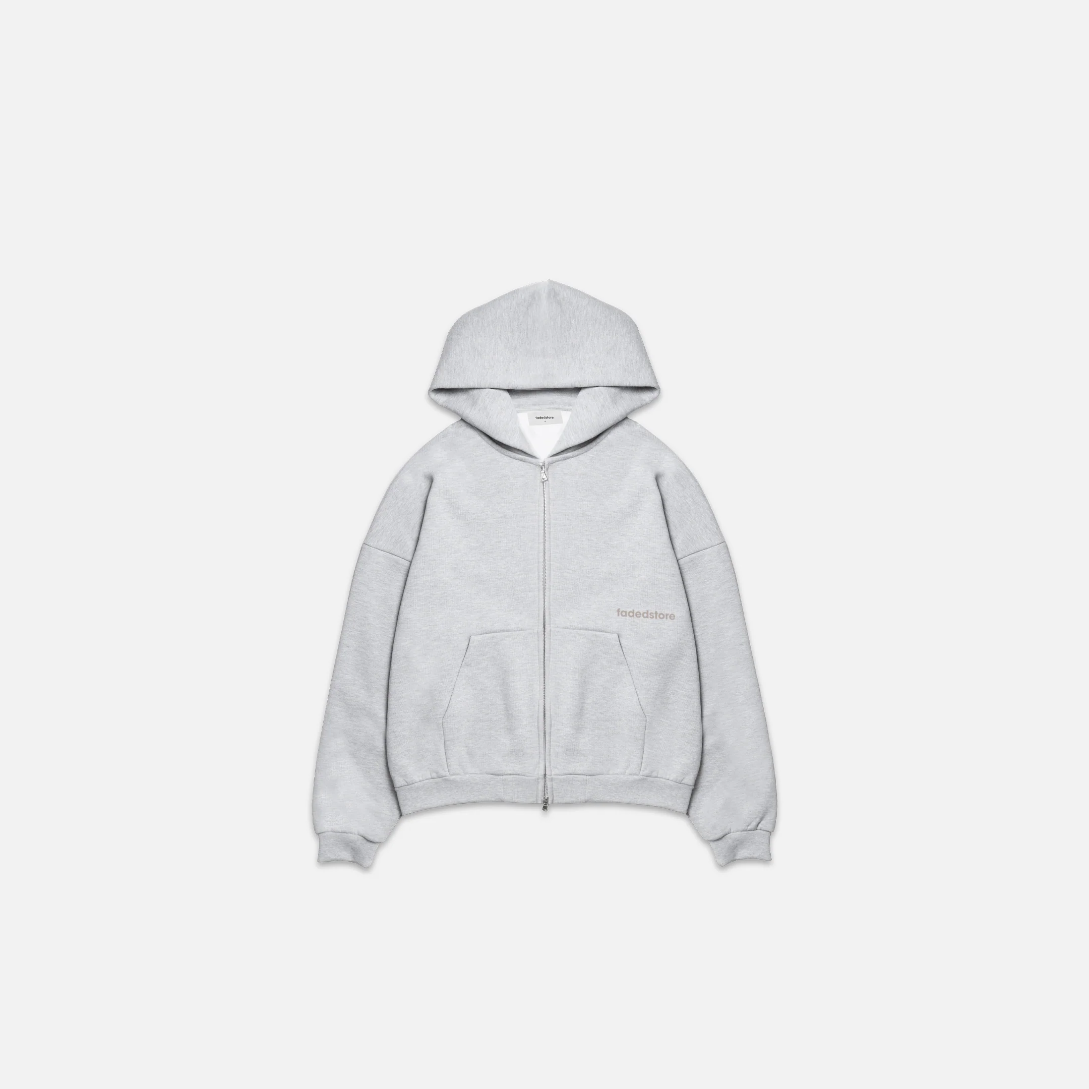 Space For Clarity Cropped Zip Hoodie | Grey Marl - Image 11