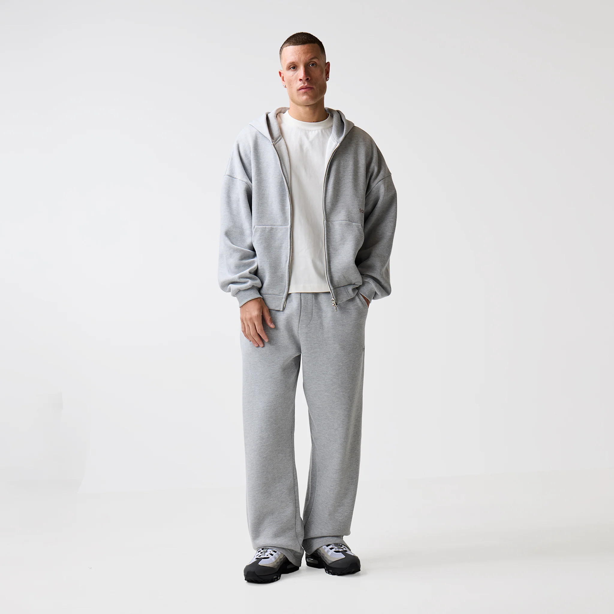 Space For Clarity Cropped Zip Hoodie | Grey Marl - Image 3