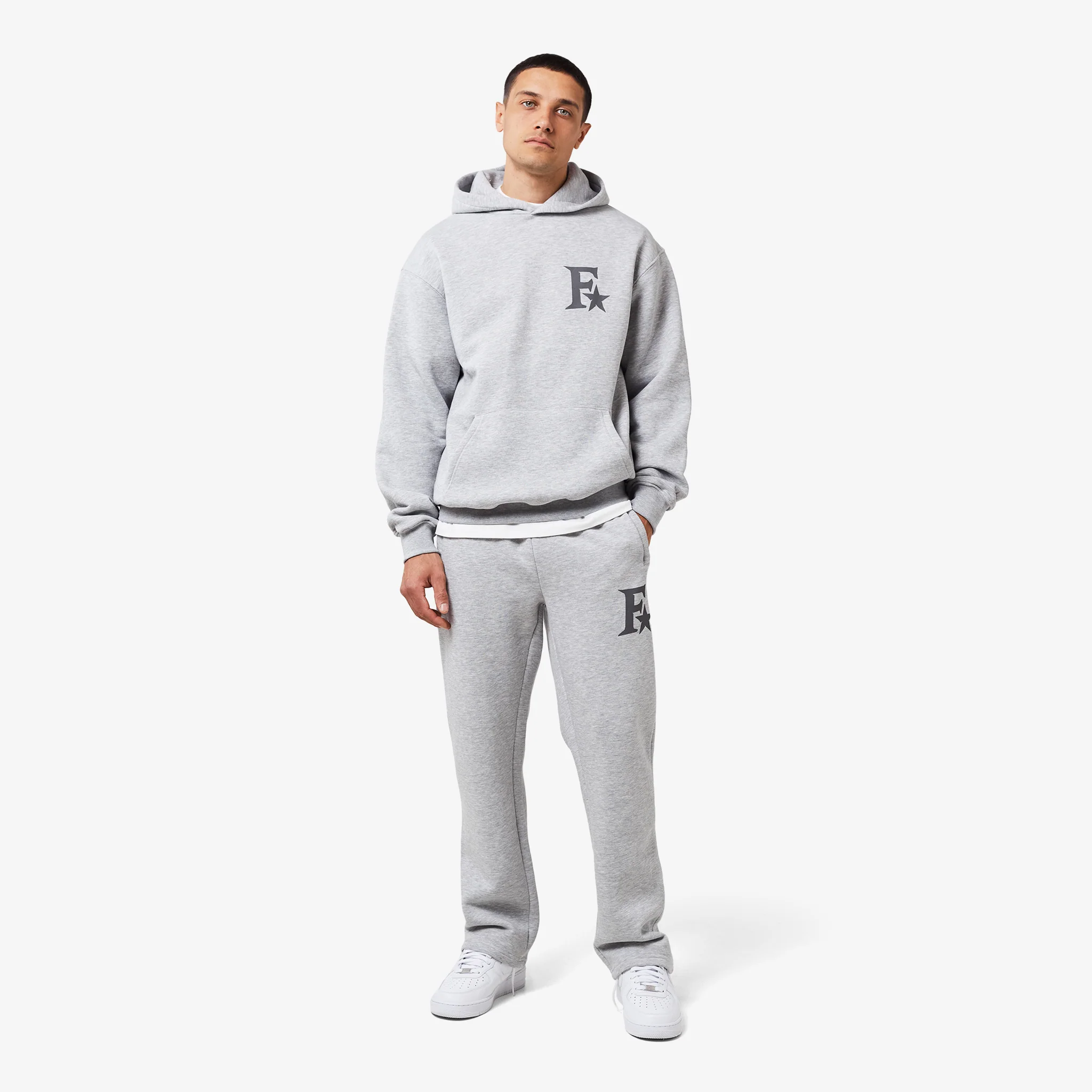 Star Icon Open Hem Jogger | Grey Marl - Image 3