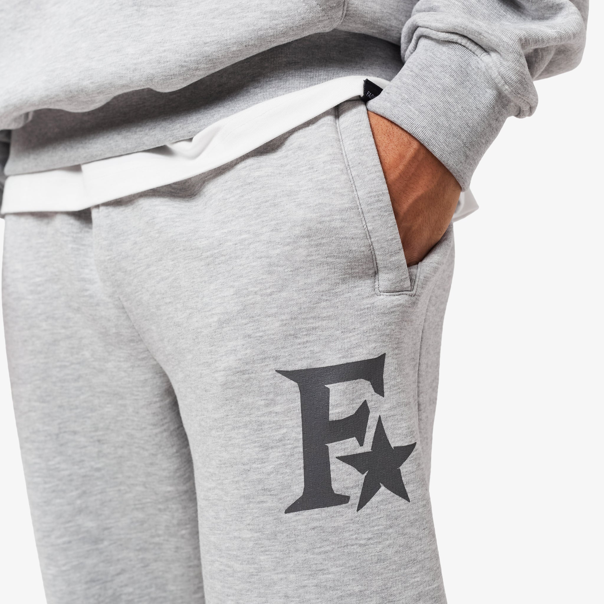 Star Icon Open Hem Jogger | Grey Marl - Image 4
