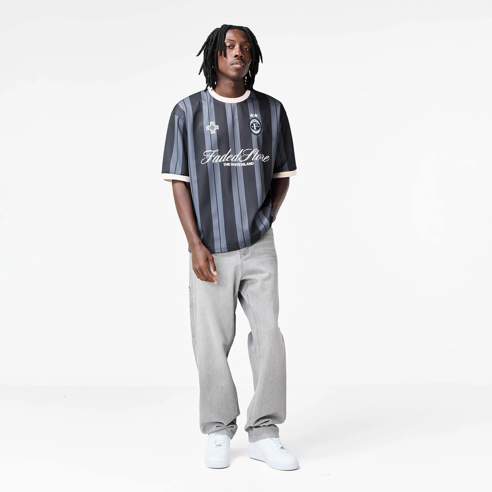 Striker Football T-Shirt | Black/Off White - Image 3