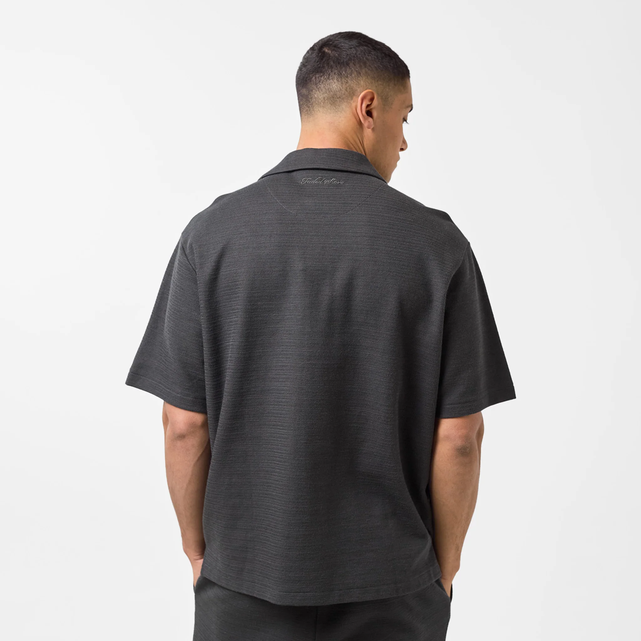 Tonal Knitted Shirt | Black - Image 5