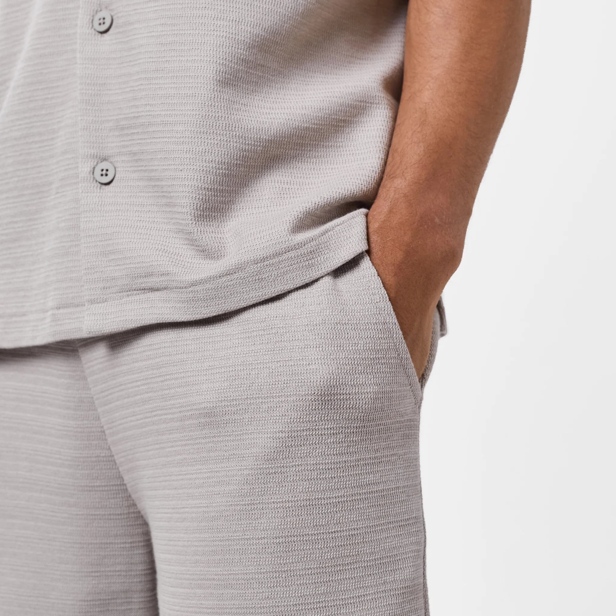 Tonal Knitted Shirt Twinset | Sand - Image 8