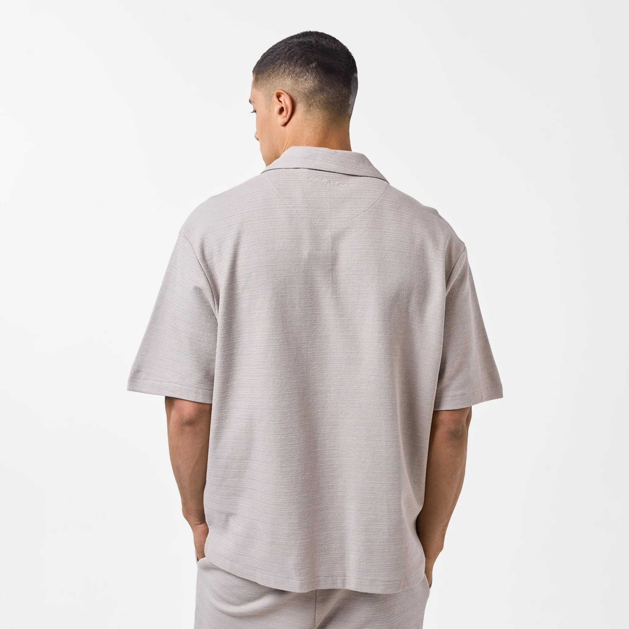 Tonal Knitted Shirt Twinset | Sand - Image 9