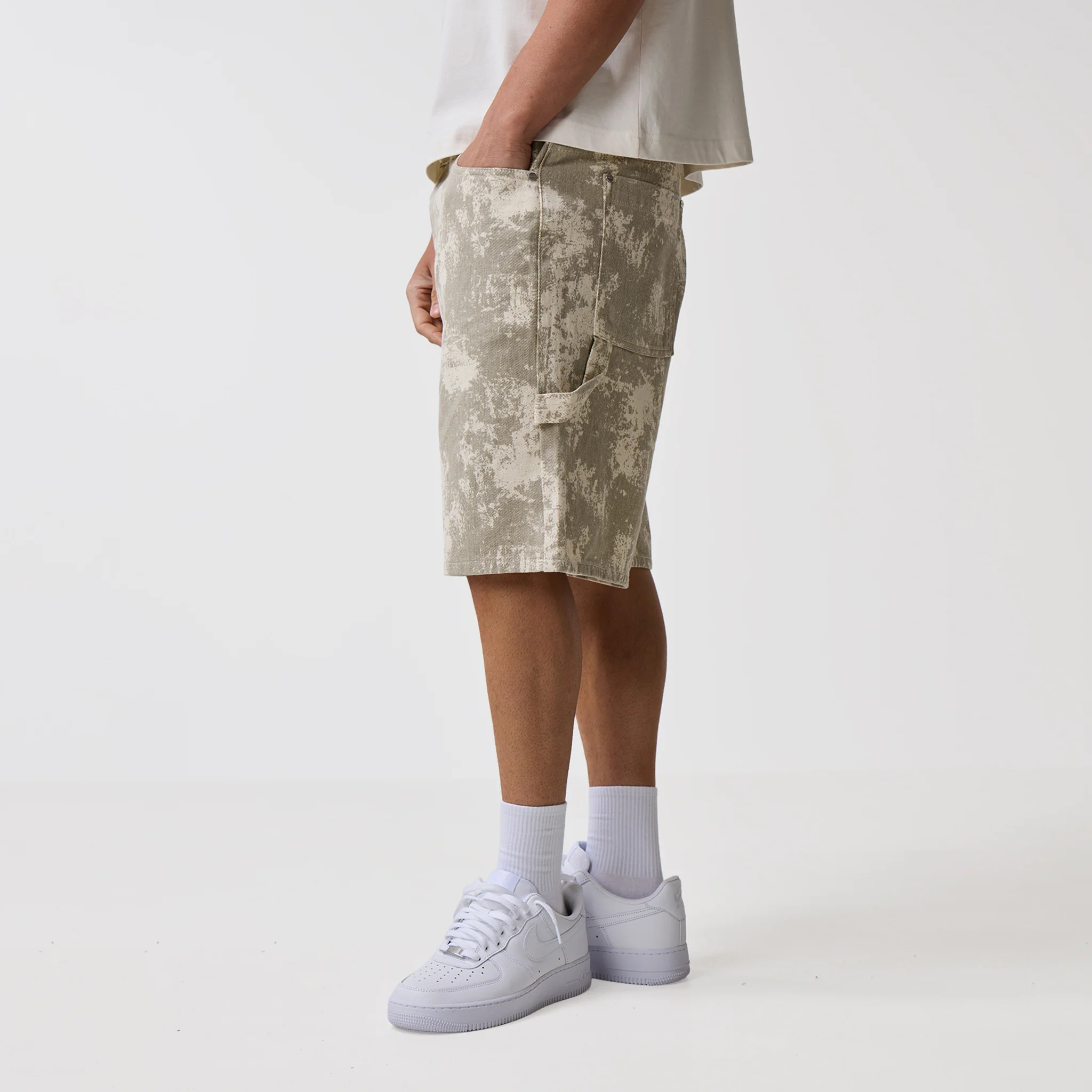 Tree Camo Print Shorts | Beige - Image 11