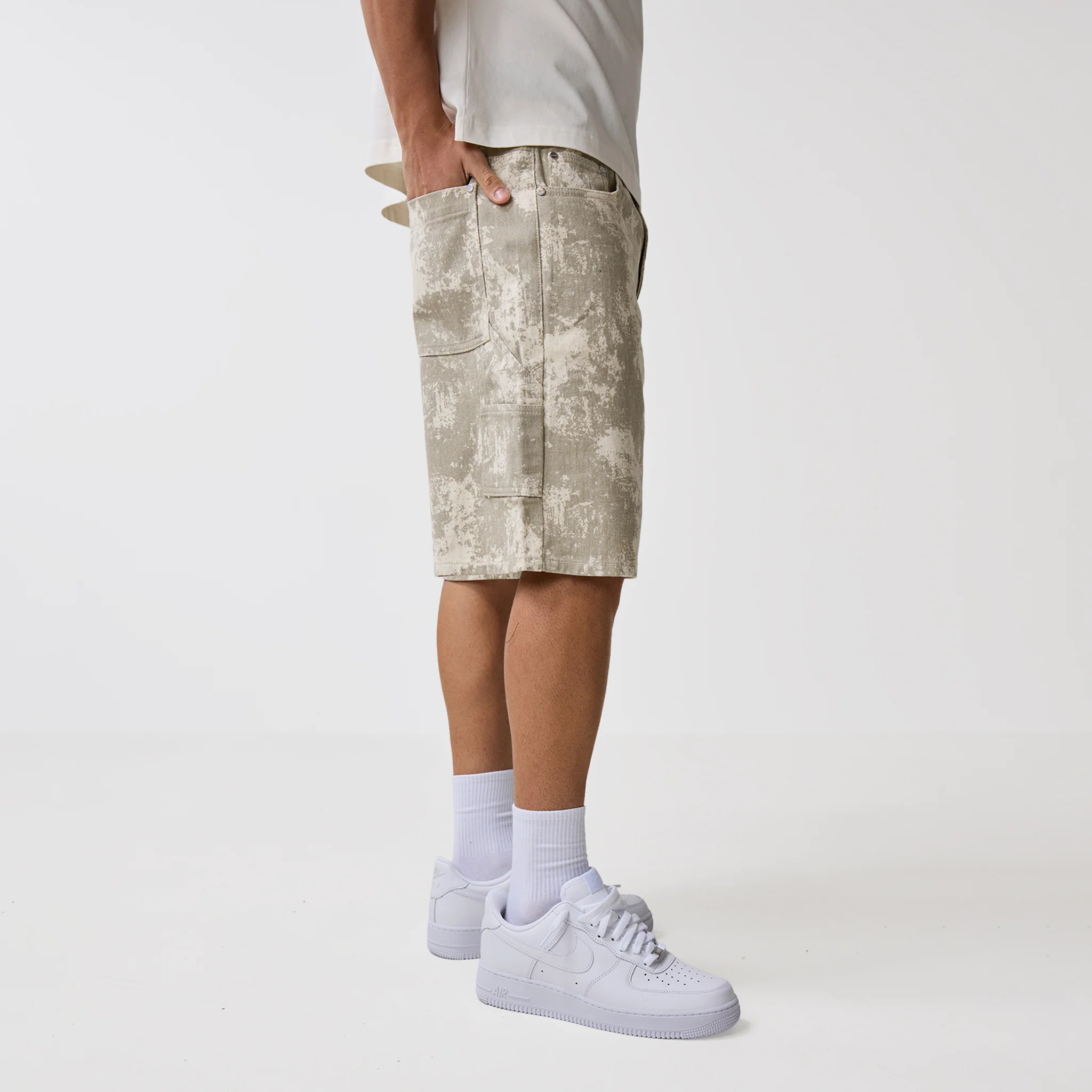 Tree Camo Print Shorts | Beige - Image 12