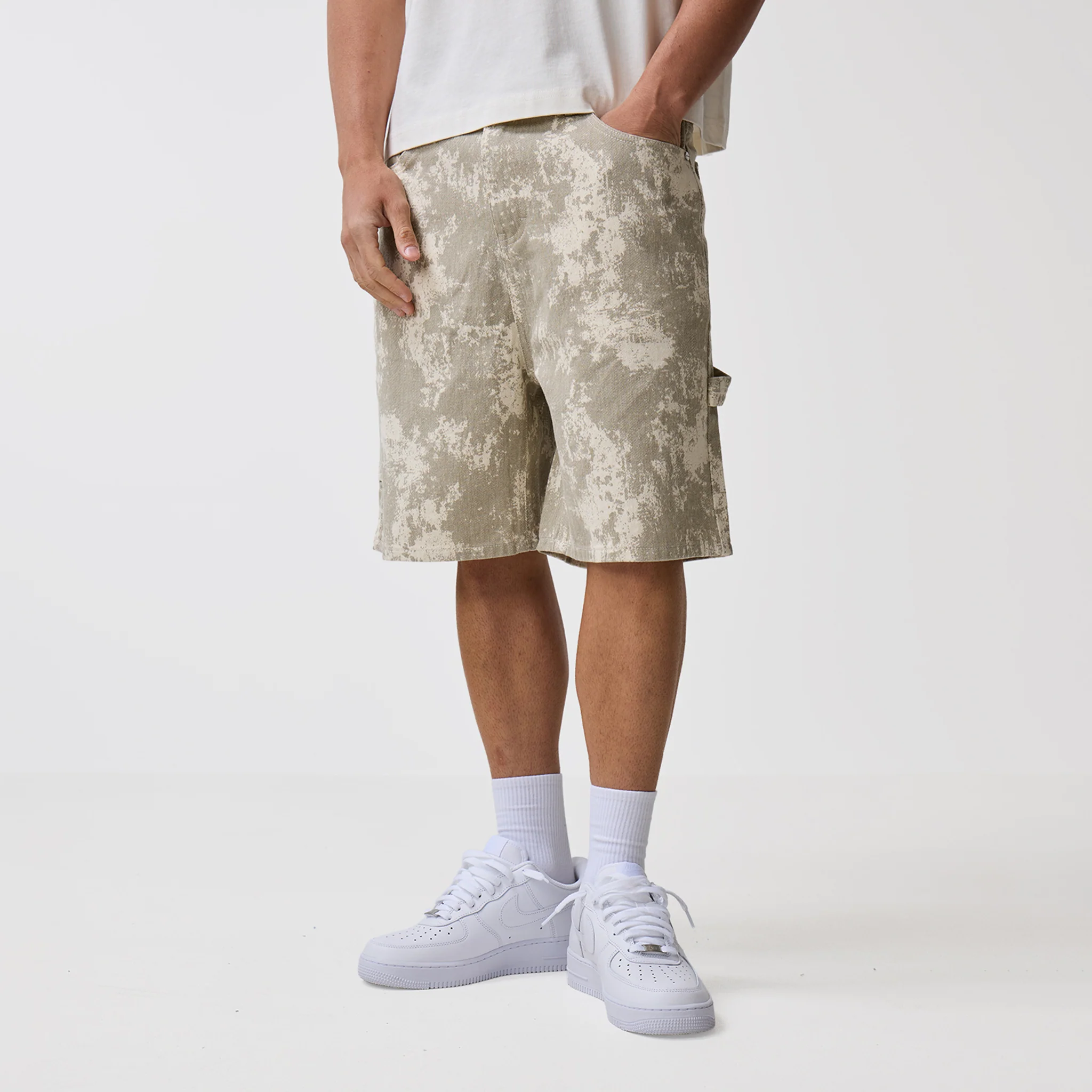 Tree Camo Print Shorts | Beige - Image 3