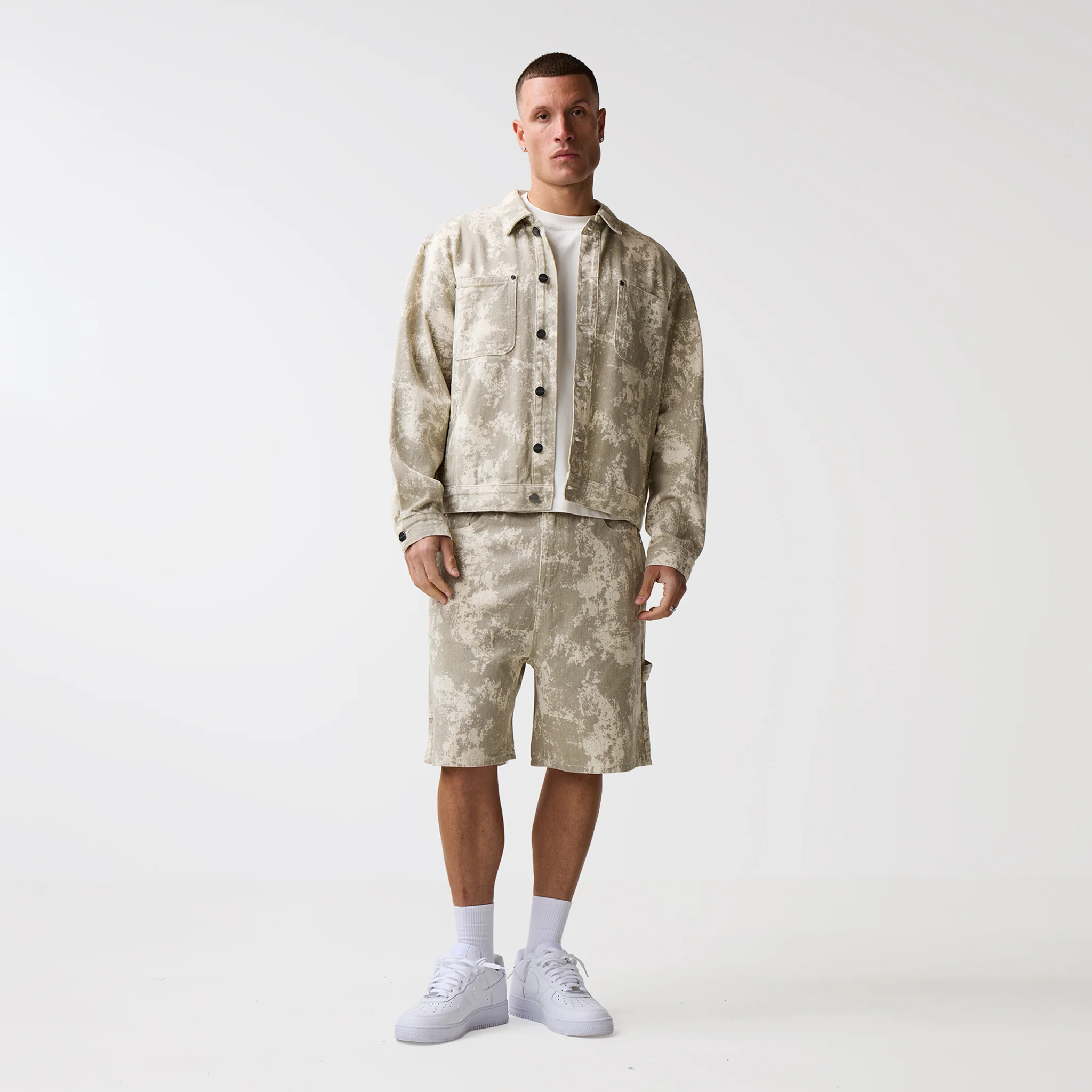 Tree Camo Print Shorts | Beige - Image 9