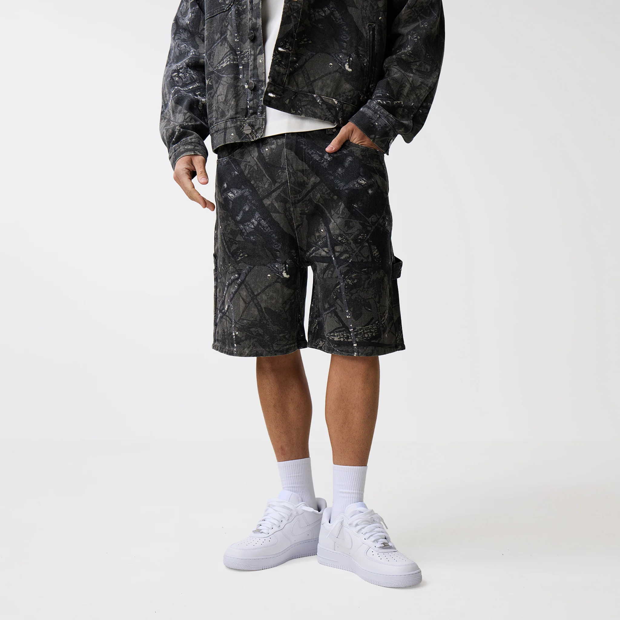 Tree Camo Print Shorts | Grey - Image 4