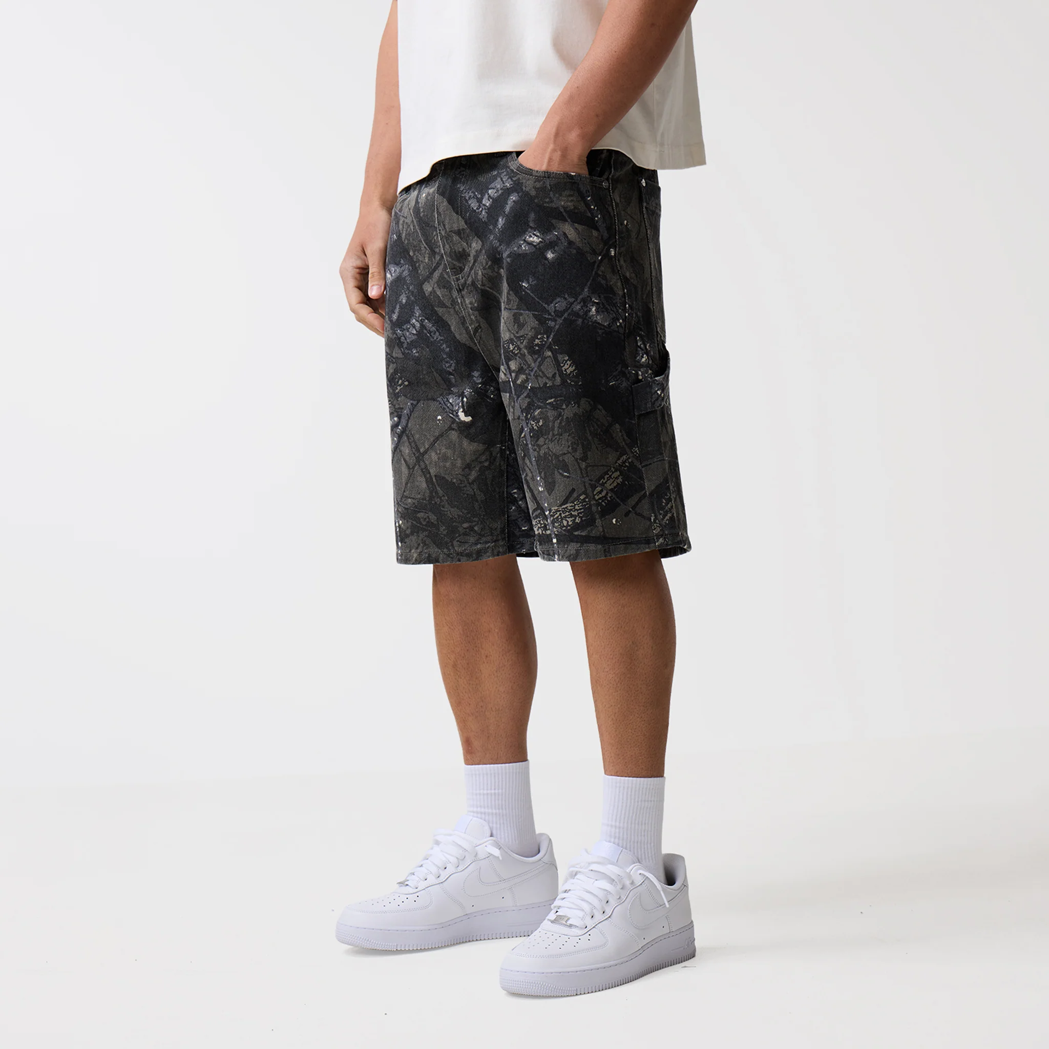 Tree Camo Print Shorts | Grey - Image 6