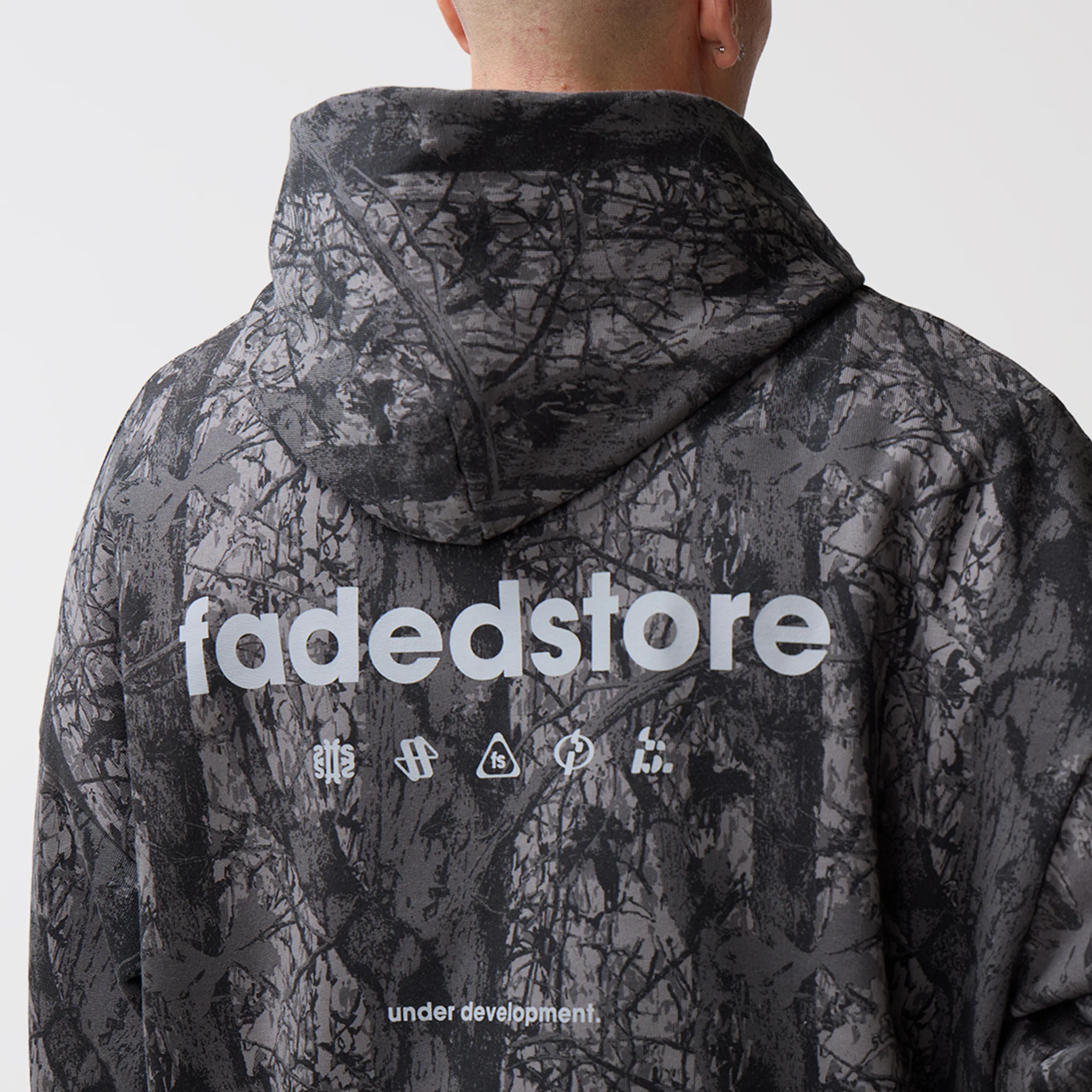 Under Development Cropped Zip Hoodie | Black Camo - Image 4