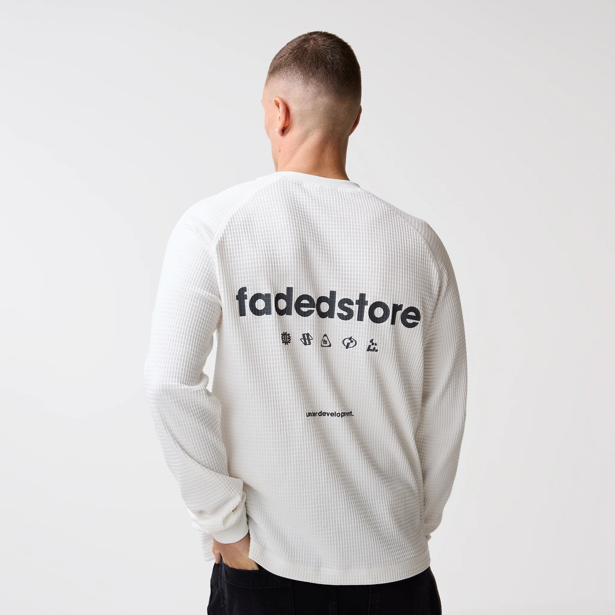 Under Development Long Sleeve Waffle T-Shirt | Chalk - Image 3