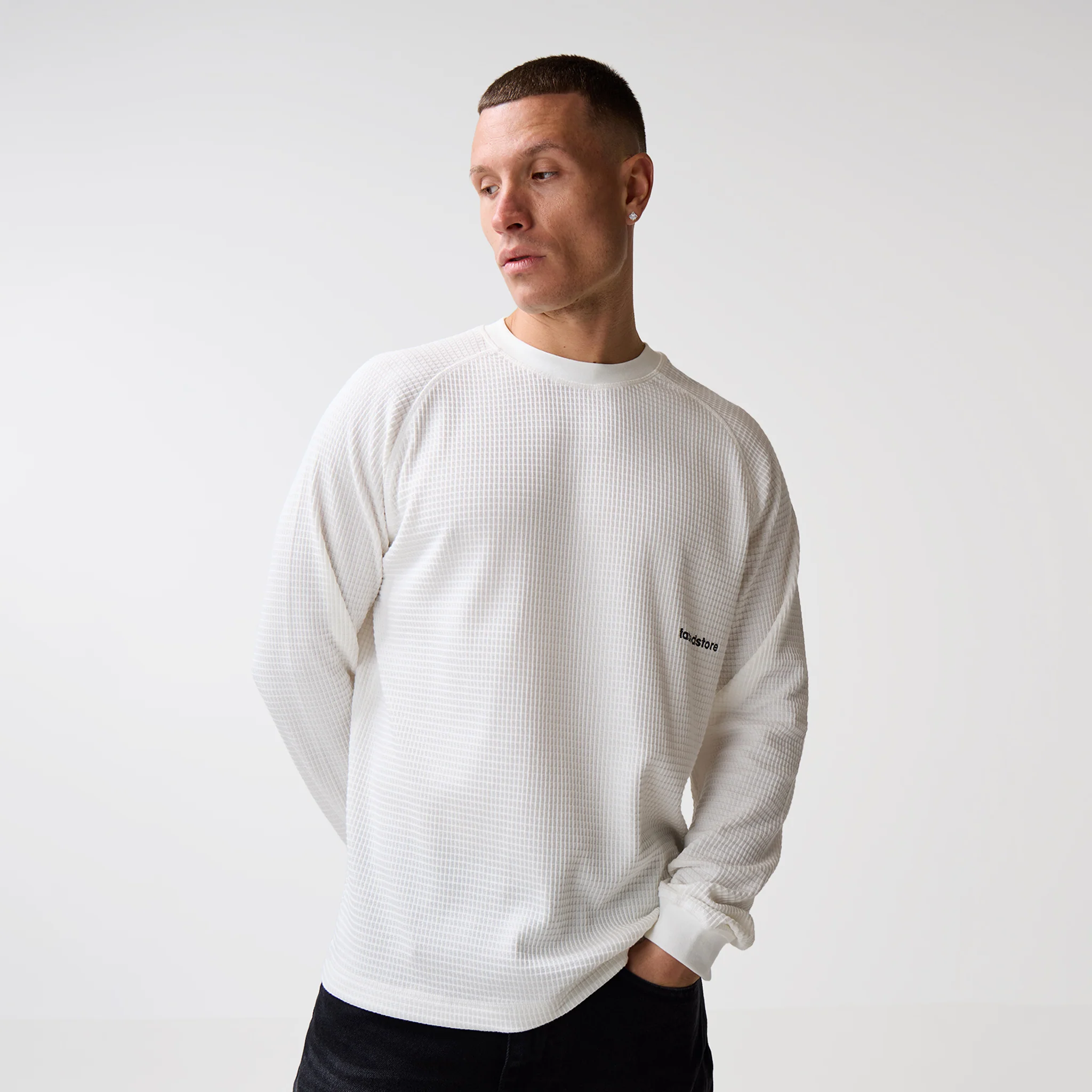 Under Development Long Sleeve Waffle T-Shirt | Chalk - Image 5