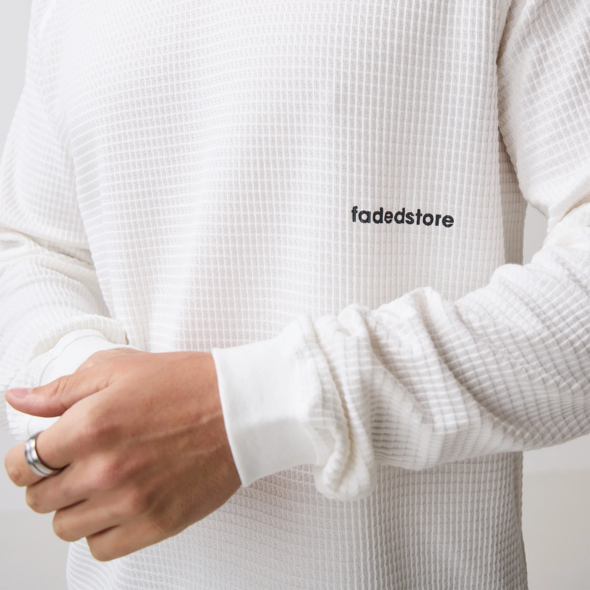 Under Development Long Sleeve Waffle T-Shirt | Chalk - Image 6