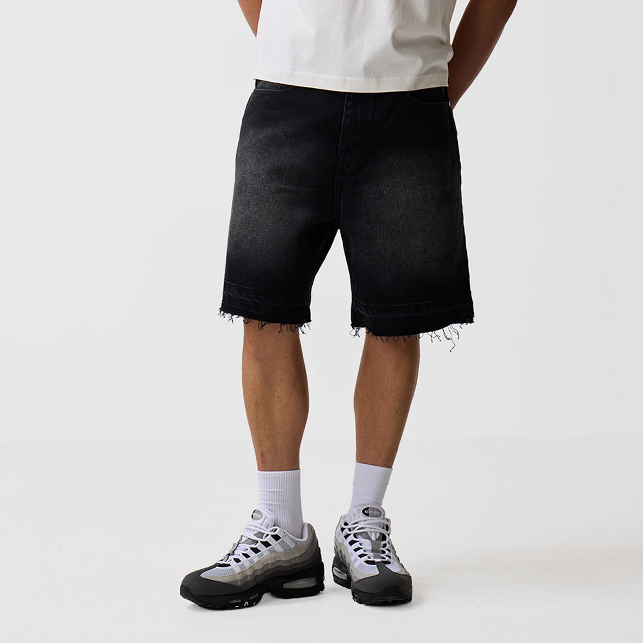 Unpicked Denim Shorts | Washed Black - Image 3