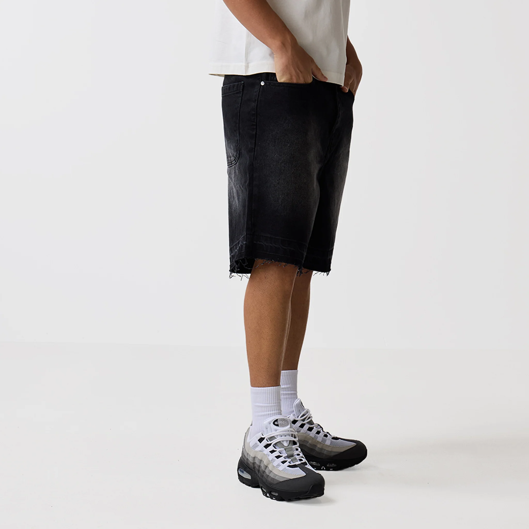 Unpicked Denim Shorts | Washed Black - Image 4