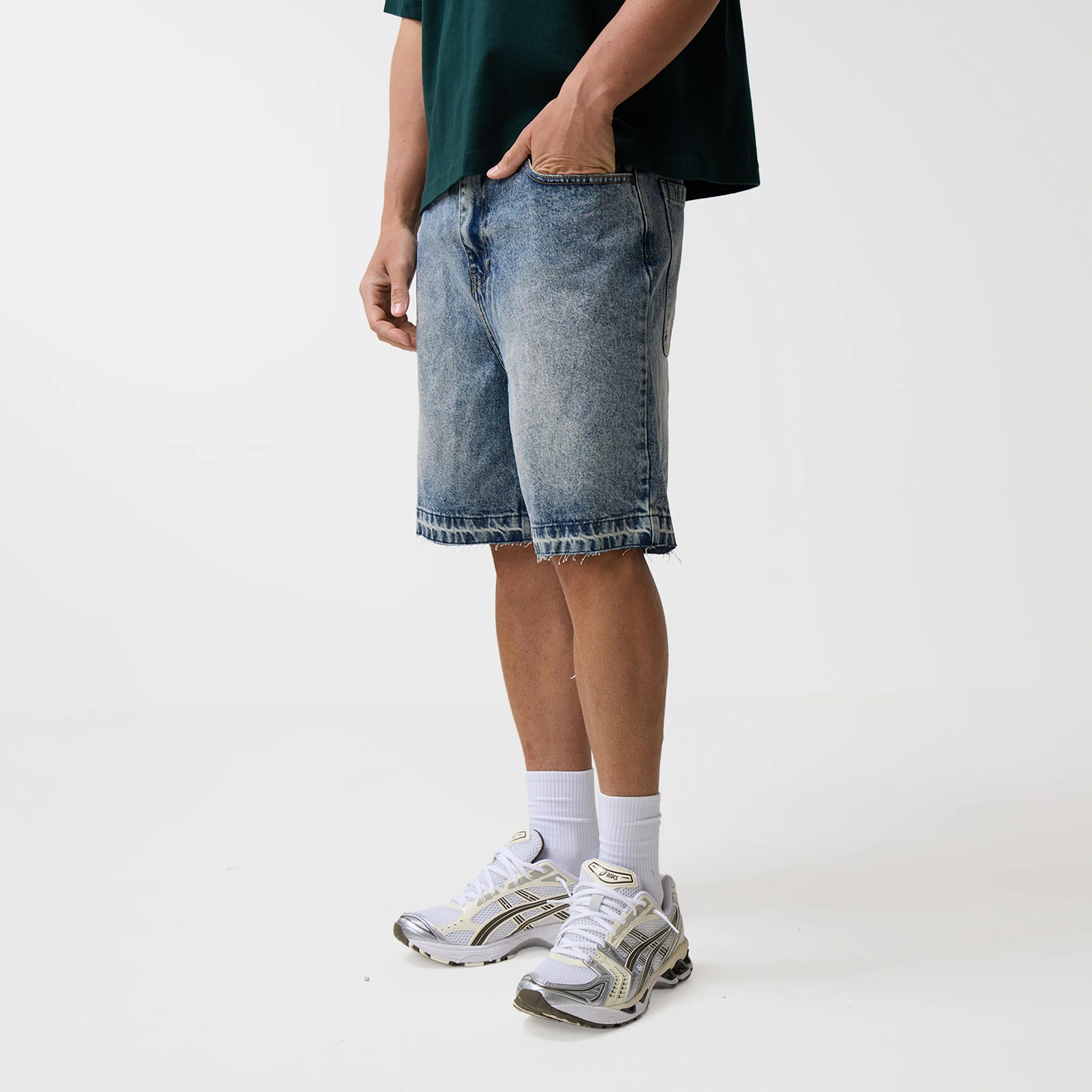 Unpicked Denim Shorts | Washed Blue - Image 3