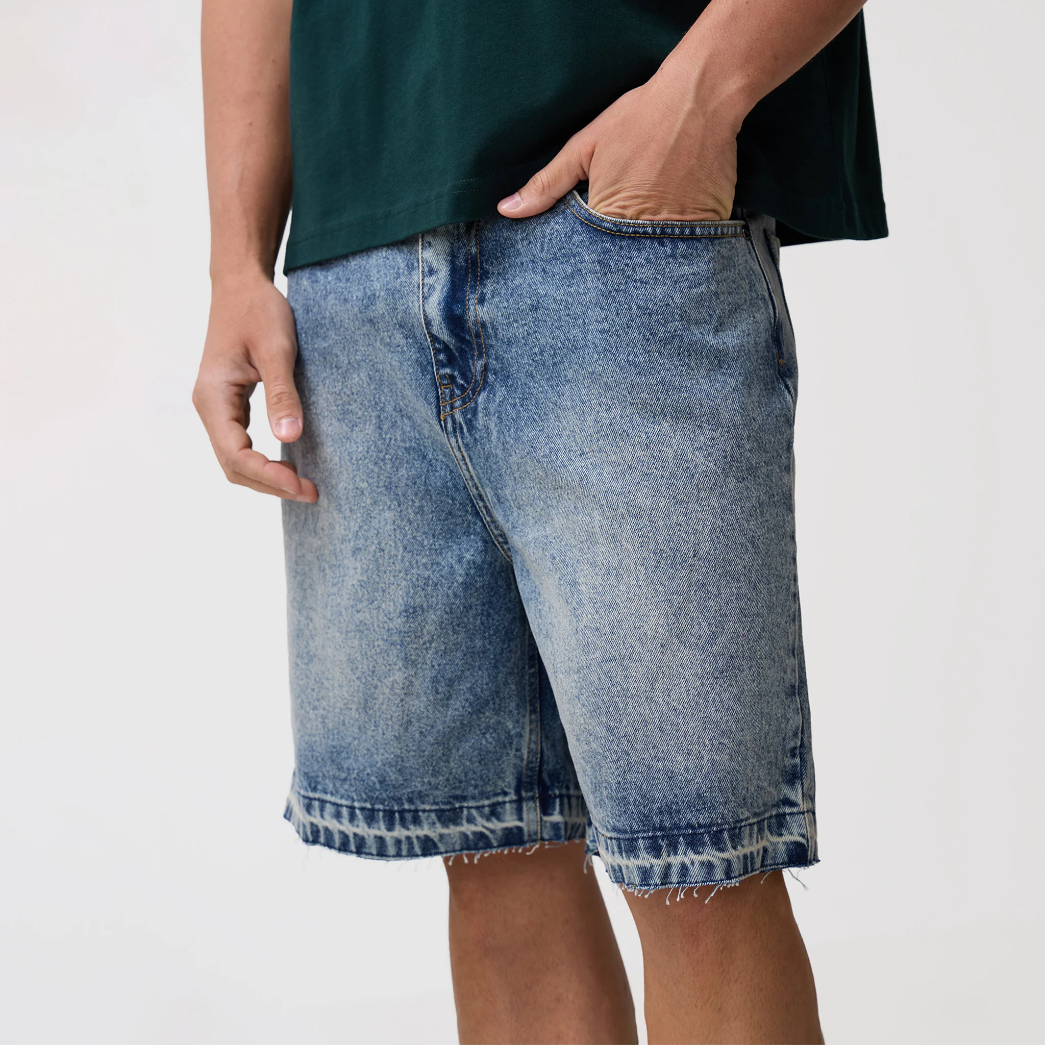 Unpicked Denim Shorts | Washed Blue - Image 6